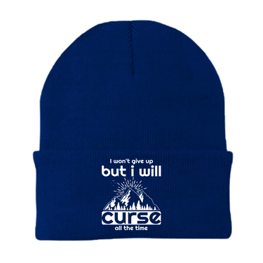 Hiking I Won't Give Up But I Will Curse Embroidered Beanie